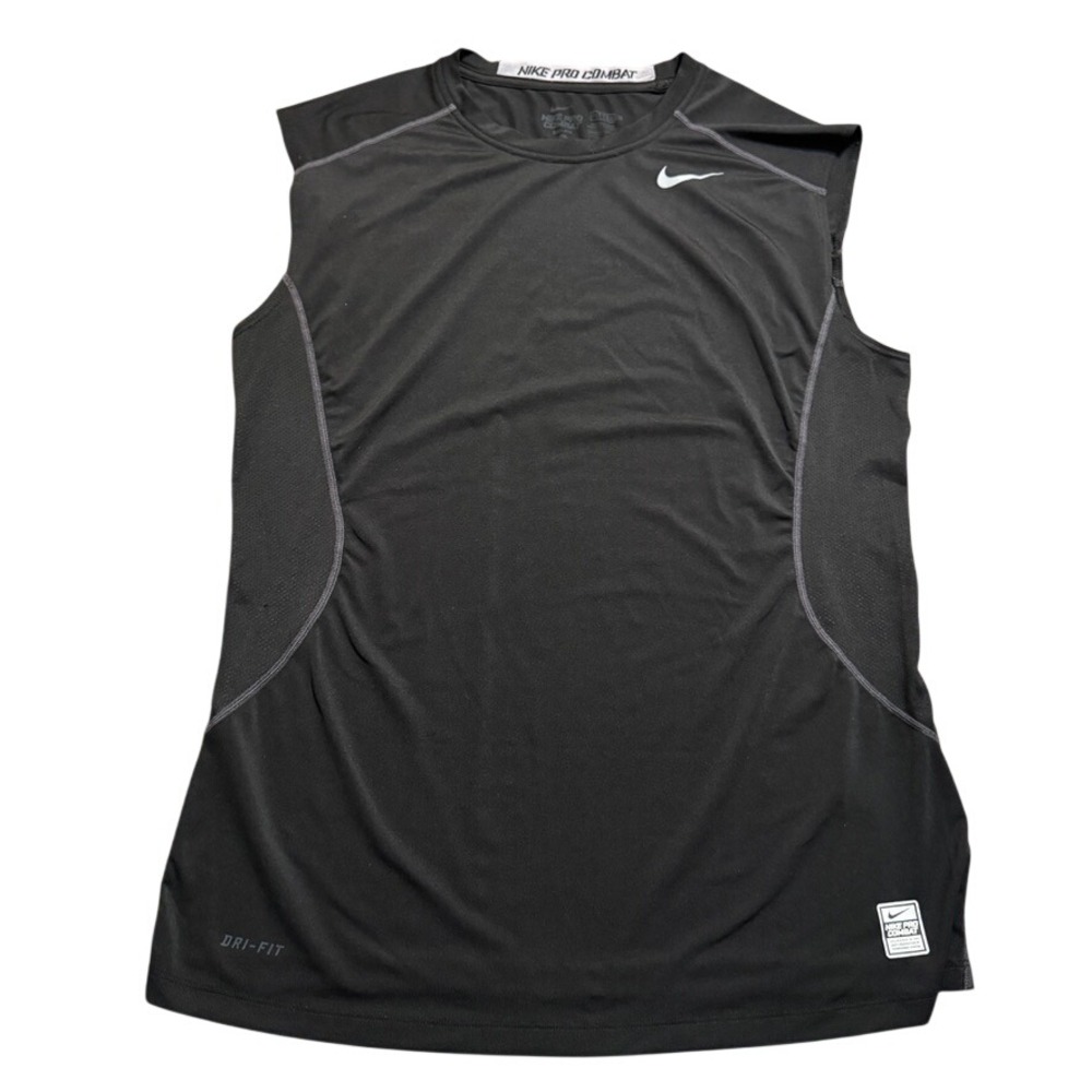 Nike Pro Combat Tank Top Men's Large Black Athletic Gym Workout Dri-Fit Fitted